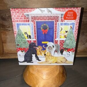 Galison‎ Christmas Cottage 1000 Piece Puzzle Dogs Cats Holiday Winter Scene